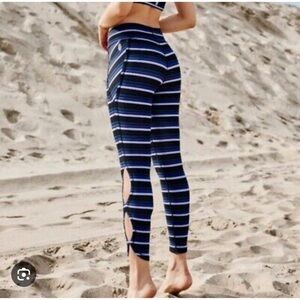 Free People FP Movement Gidget Blue Striped High-Rise 7/8 Leggings NWT